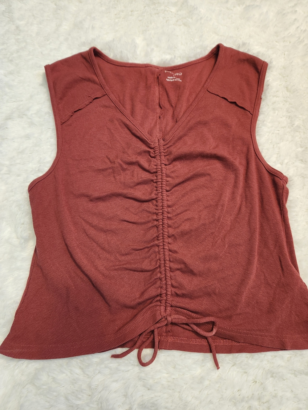 Anthropologie Rust Tank with Front Gather and Tie